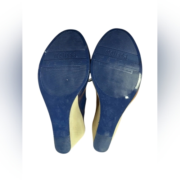 Melissa Wedge Heel Blue Slip On Fringe Size 37 EUC - Picture 7 of 7